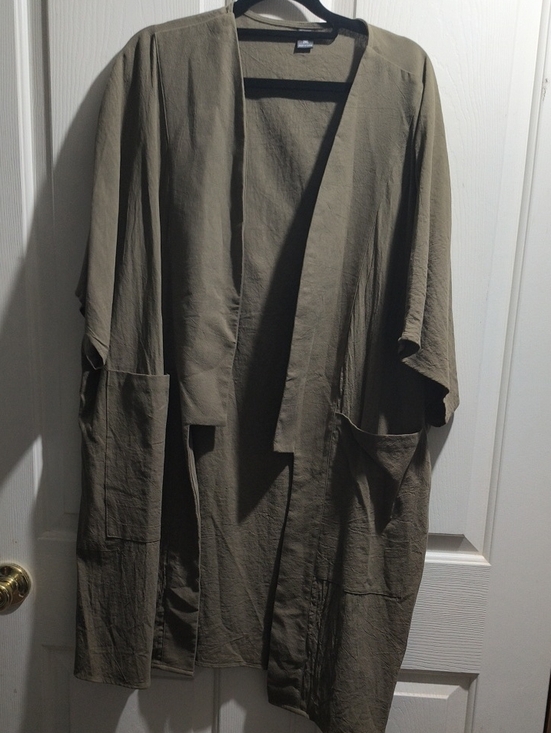 SHEIN Tops - SHEIN Olive Open-Front Lightweight Shirt Jacket